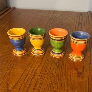 Colorful Striped Ceramic Egg Cup Set